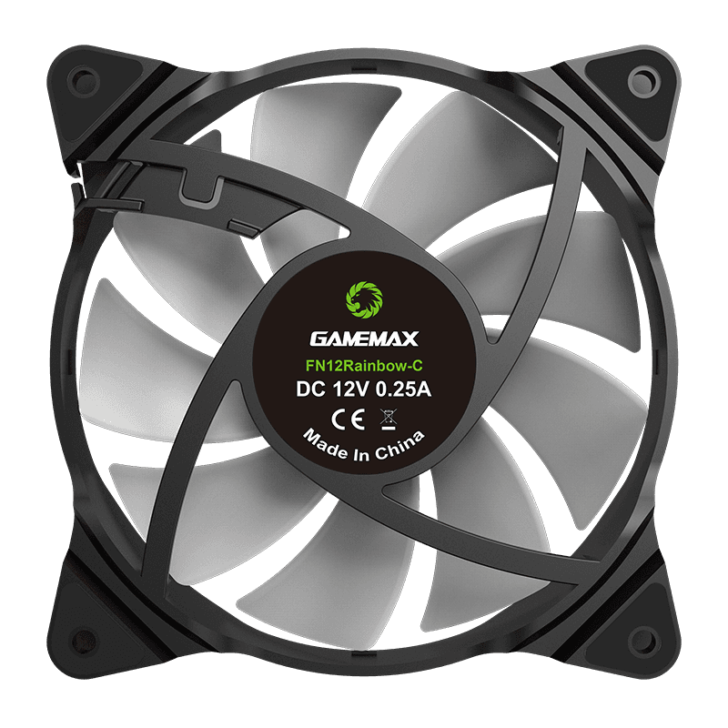 Gamemax FN-12RAINBOW-C2 ARGB 120mm 1100RPM Case Fan - Black Gamemax FN-12RAINBOW-C2 ARGB 120mm 1100RPM Case Fan - Black